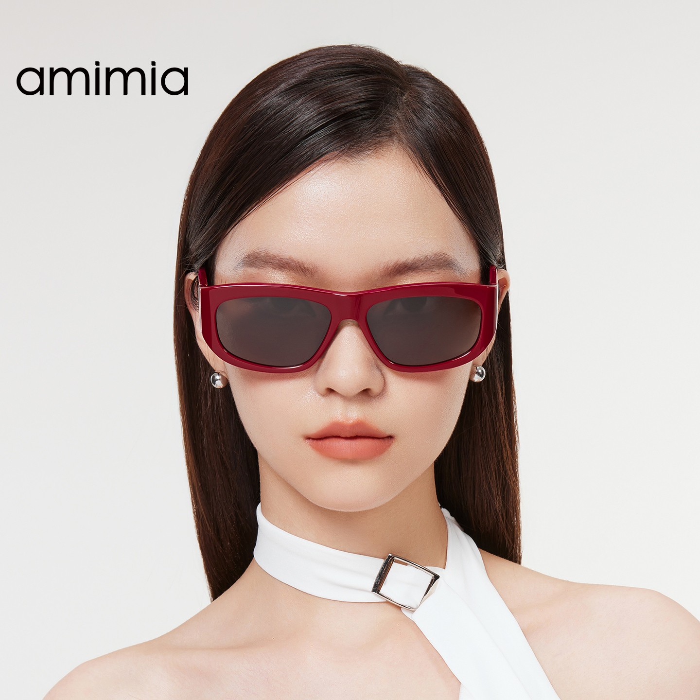 amimia防紫外线矩形方框墨镜