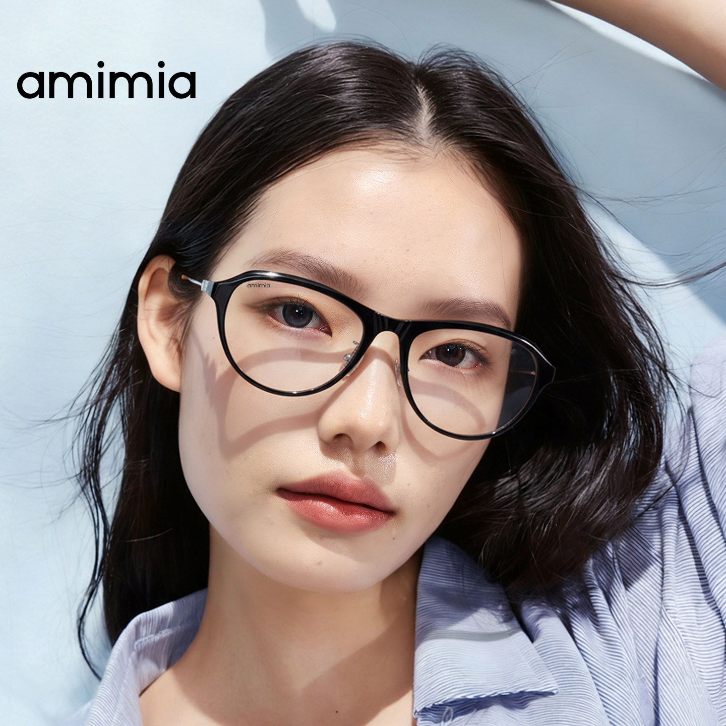 amimia·Nimbus板材钛架拼接素颜镜女猫眼眼镜框近视可配度数26SS