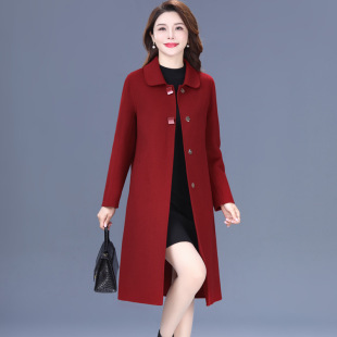 双面羊绒大衣2025中老年女妈妈装 洋气羊毛呢子 中长款 宽松时尚