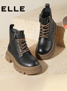 百丽专柜正品牛皮英伦风马丁靴女靴子冬季厚底加绒短靴子B9T1DDD4
