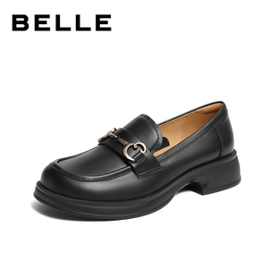 子真皮单鞋 百丽复古英伦学院风乐福鞋 女鞋 新款 A5V1DAA4 2025春季