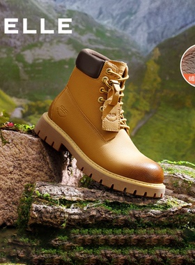 百丽专柜正品男鞋又见旷野大黄靴冬季加绒马丁靴男工装靴8MQ01DD4