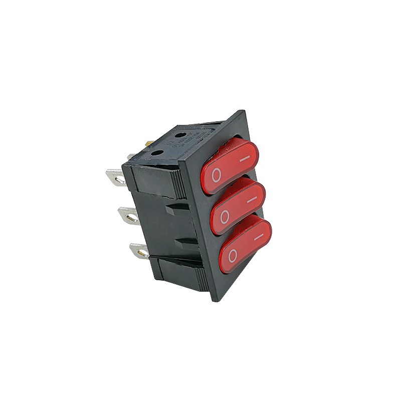 KCD3-302N 9脚2档带灯开关KCD4船形开关 三联翘板开关KCD3 3联9脚