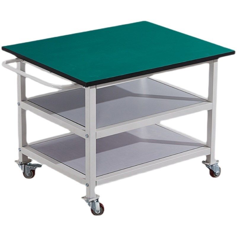 新品可移动防静电工作台带轮双层三层工具车手推车活动打包车间操