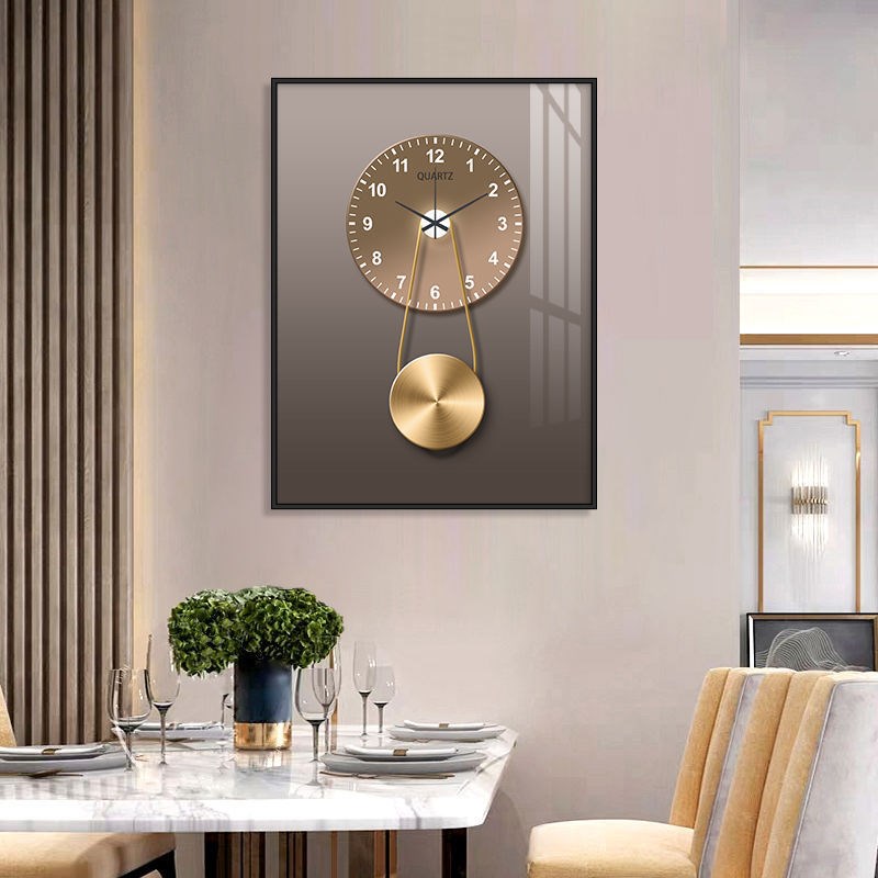 现代简约电表箱装饰画竖款免打孔遮挡电闸挂画液压带钟表壁画