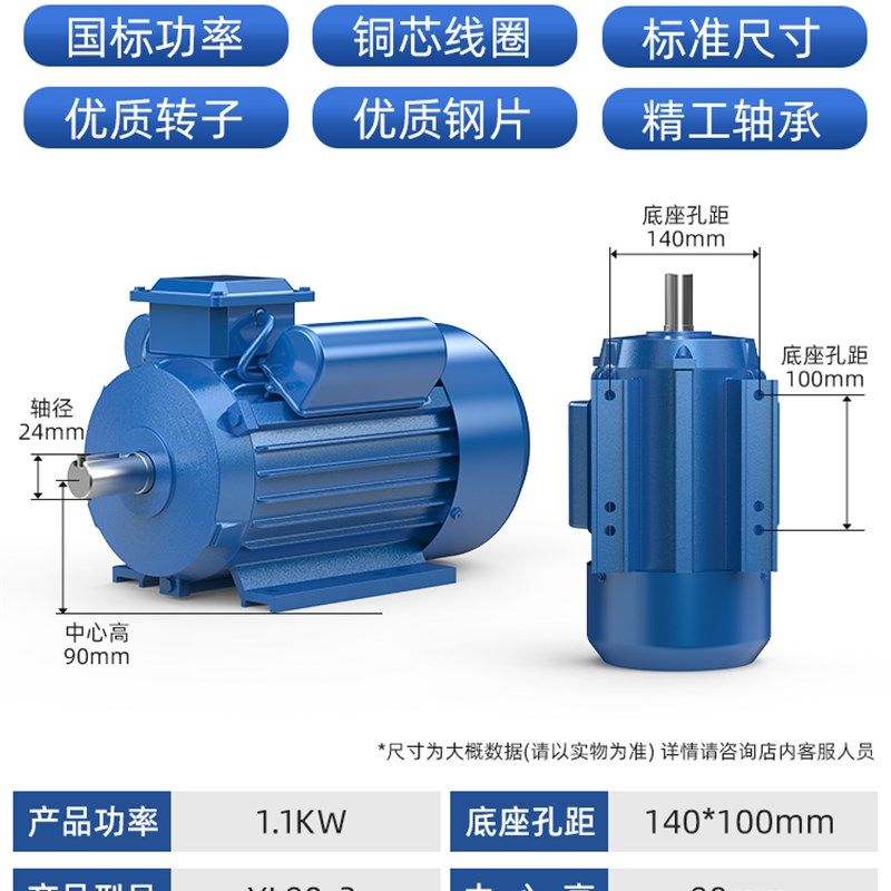 单相电机220V两相0.75/1.1/1.5/2.2/3/4KW全铜异步电动机马达小型,纺织面料/辅料/配套,其他纺织机械,淘宝优惠券,粉丝福利购,淘宝优惠卷
