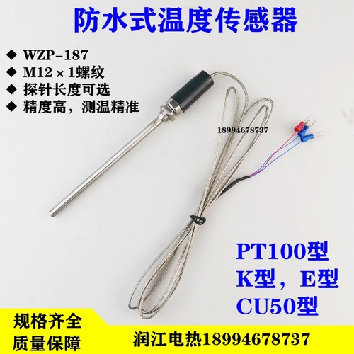 WZP-187不锈钢防水温度传感器探头Pt100铂热电阻KE型热电偶感温棒