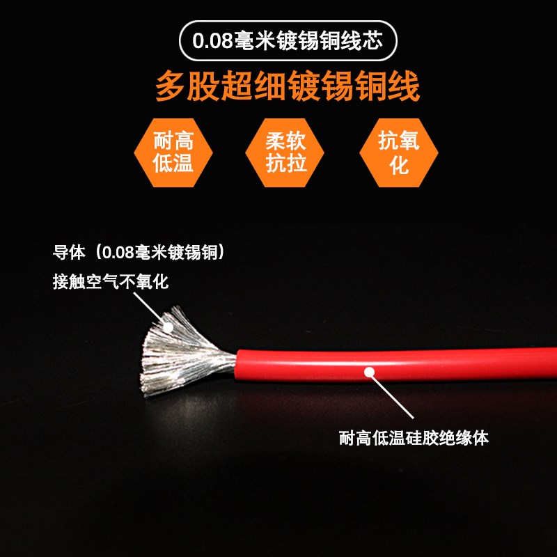 特软硅胶线24 22 20 18 17 16 14 13 12 10 8 6 4 2AWG耐高温硅胶