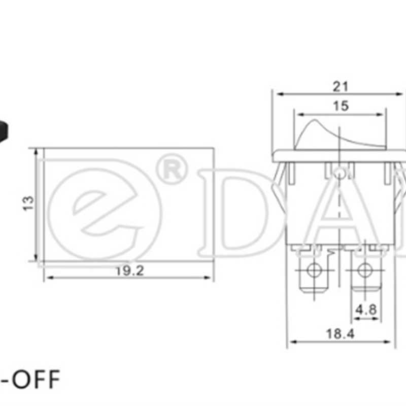 液晶电视机开关配件KCD1-104船型开关6A250V电源按键4脚2档带灯