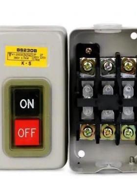 铁盒按钮开关BS-230B 216B211B三相电机220V380V单相启动押扣开关