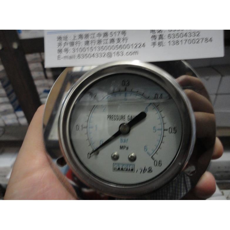 STCIF防震压力表YN60ZT轴向带边油压表0-6bar耐震压力表液压表*