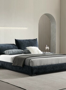 意式极简edra花瓣床主卧可调节床头双人床现代简约雪尼尔绒布艺床