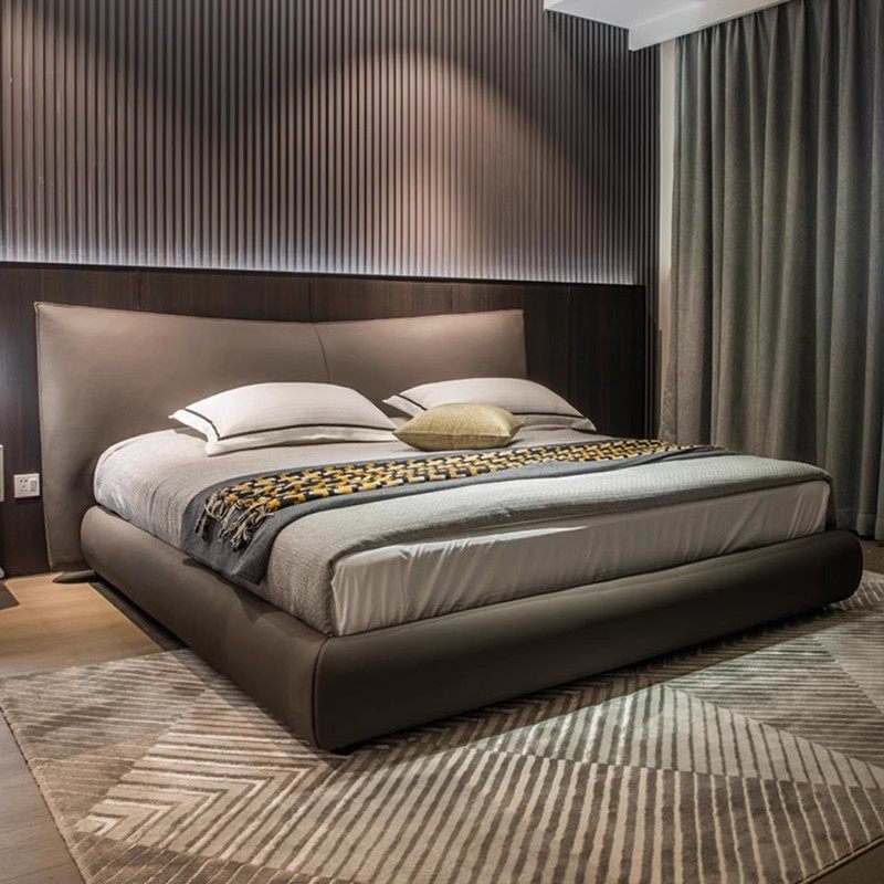 意式头层真皮床轻奢现代简约双人主卧大床2025软靠包新款香奈婚床