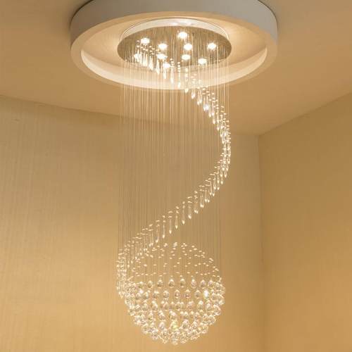 螺旋LED吊灯复式大厅客厅别墅灯楼梯水晶灯吊线灯楼梯灯饰