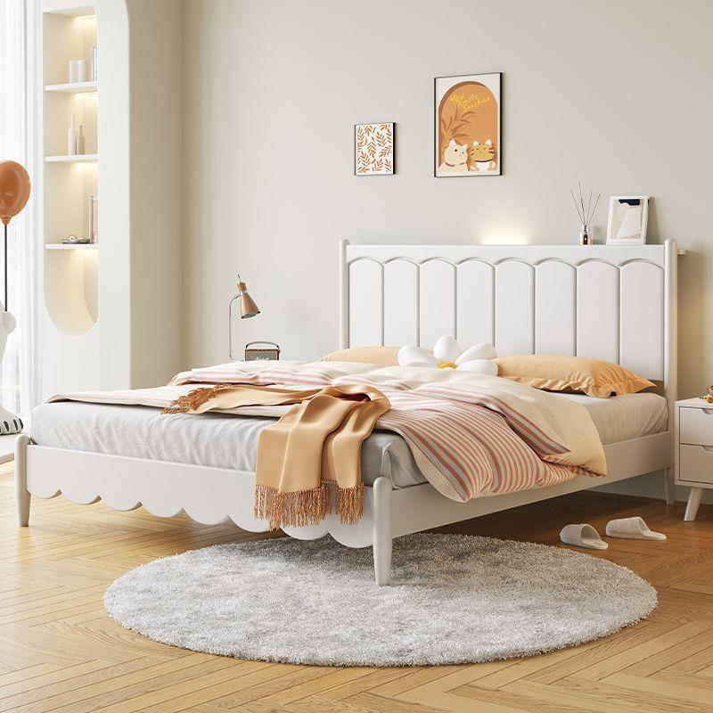 白色全实木床简约现代奶油风双人主卧室大床1.8米单人小户型家用