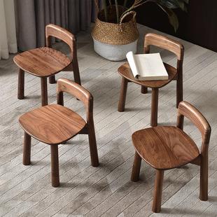 北美黑胡桃木小板凳儿童椅子换鞋凳家用带靠背矮凳全实木小孩凳子