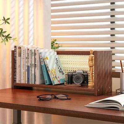 书桌上收纳架台面置物架办公桌上简易书立架桌面书架全实木小书架