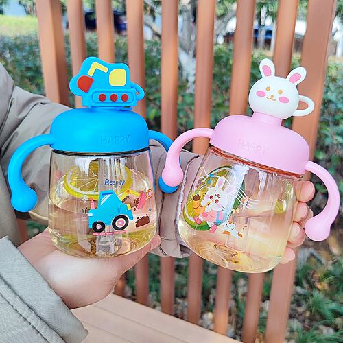 热销儿童吸管水杯刻度杯子宝宝学饮杯1-3岁P婴儿家用幼儿园把手喝