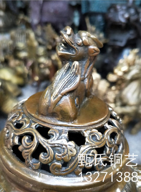 热销新品熏香炉龙头炉q十二生肖炉黄铜仿古做旧铜器收藏家居实用