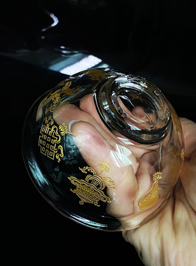 热销水晶供碗e供水杯透明高脚供佛杯八吉祥净水杯贡杯摆件贡碗佛