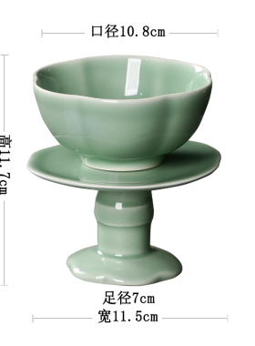 热销莲花供碗家用高脚斋s碗八吉祥陶瓷供奉礼佛供饭碗供水碗供菜