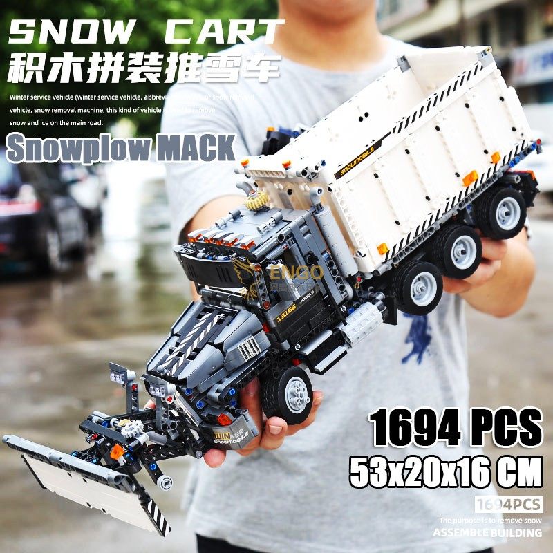 拼图拼搭科技推雪车卡车铲车成人拼装中国积木模型男孩玩具13166