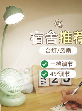 多功能带风扇的小台灯二合一学习专用女孩可爱儿童护眼.灯充电复