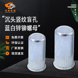 小头竖纹盲孔铆螺母小边条纹圆柱封闭小沉头拉帽碳钢镀锌盲端拉母