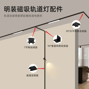 免吊顶5mm超薄明装磁吸轨道灯配件