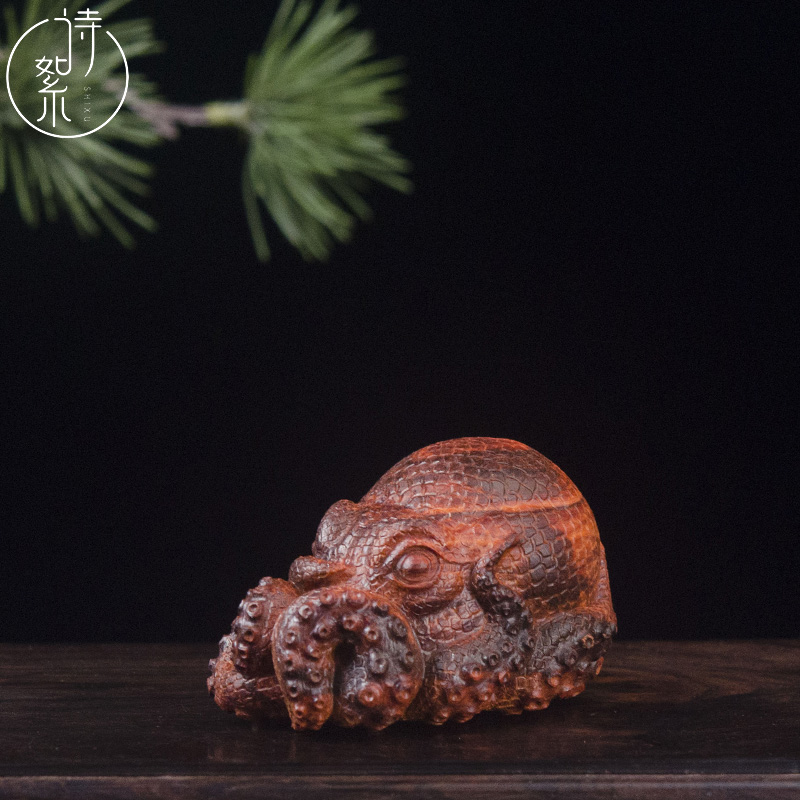 印度小叶紫檀章鱼手把件二膘老料