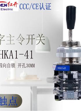 原厂红开 十字摇杆开关 HKA1-41 LSS1-41四向自锁银触点 380V 8脚