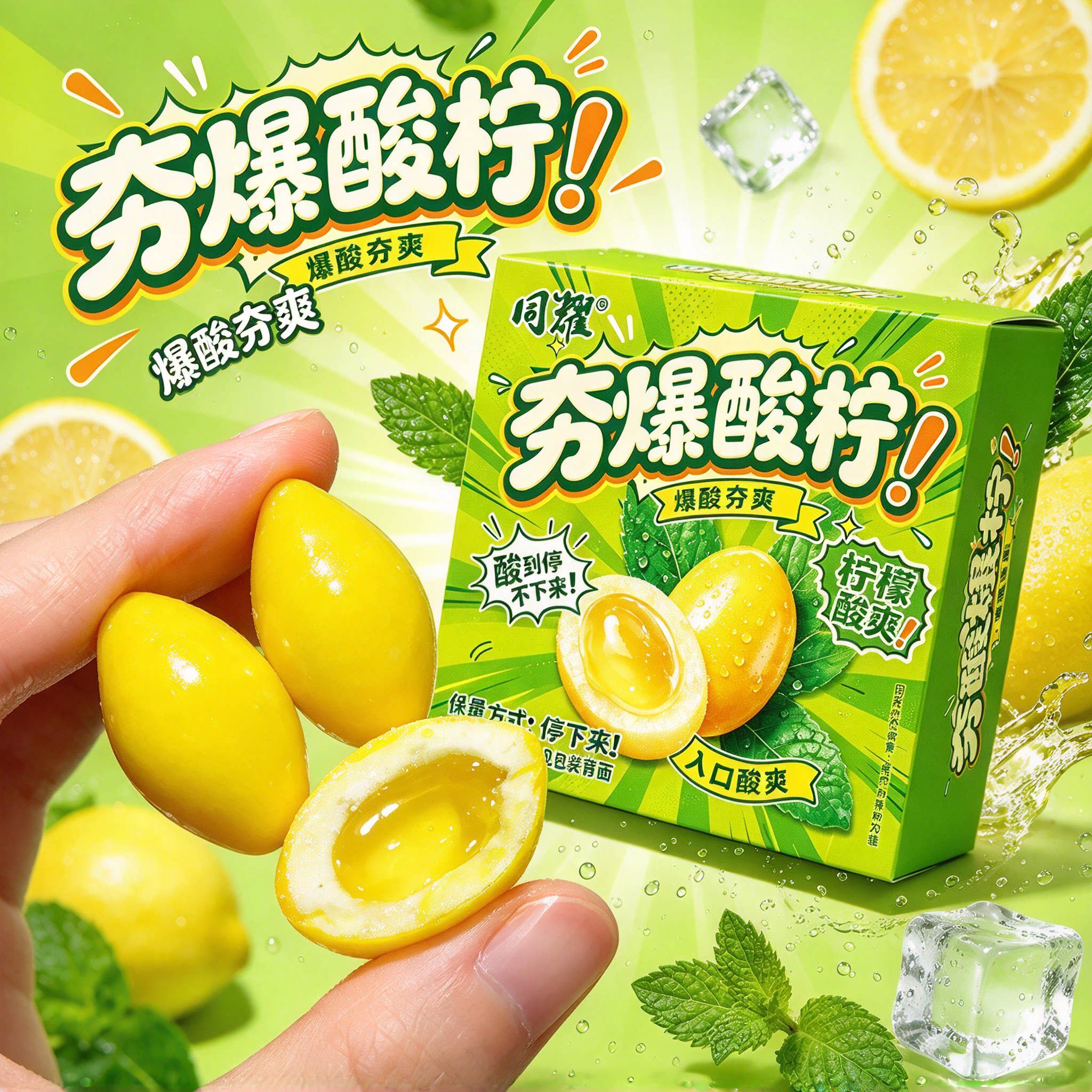 同耀夯爆酸柠柠檬味夹心糖