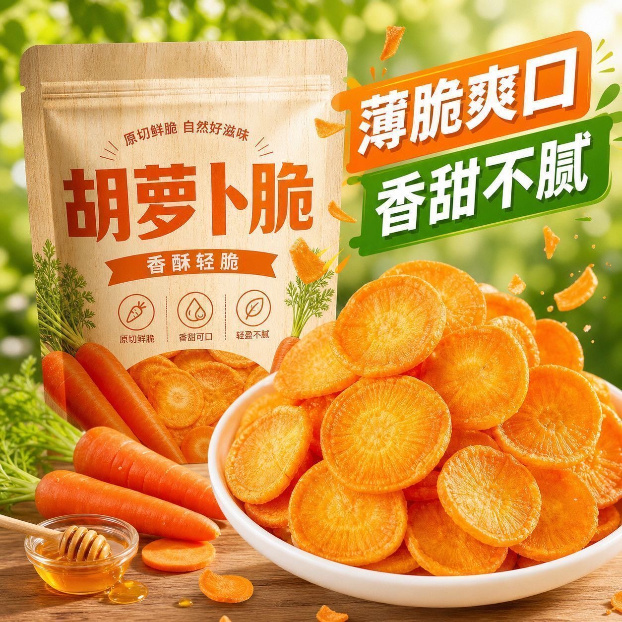 蜂蜜黄油胡萝卜脆 网红爆款新鲜胡萝卜追剧解馋零食