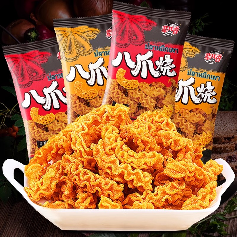 辈儿香八爪烧麻辣酱爆肉味虾条锅巴薯片休闲食品小吃年货零食小包