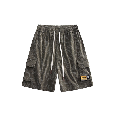 美式潮牌暗纹工装短裤男款夏