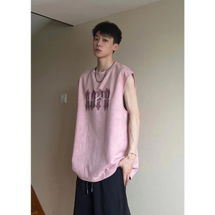 潮牌印花宽松无袖 夏篮球运动情侣背心男夏季 T恤坎肩B EMMA美式 FOG