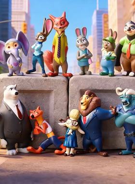 zootopia疯狂动物城手办兔子朱迪狐尼克公仔摆件玩具玩偶蛋糕装饰