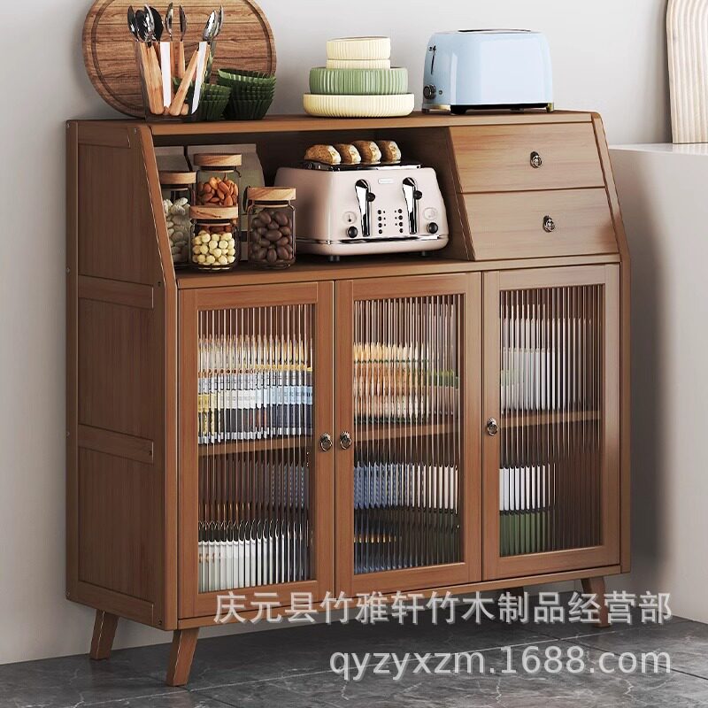 实木餐边柜现代简约家用茶水柜客厅酒柜储物柜靠墙微波炉柜置物柜
