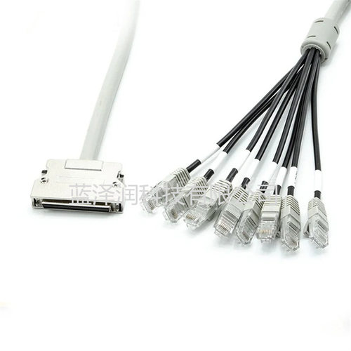 HPCN50弹片转RJ45一拖八转接线 50针铁壳组装转TJ45成型水晶头