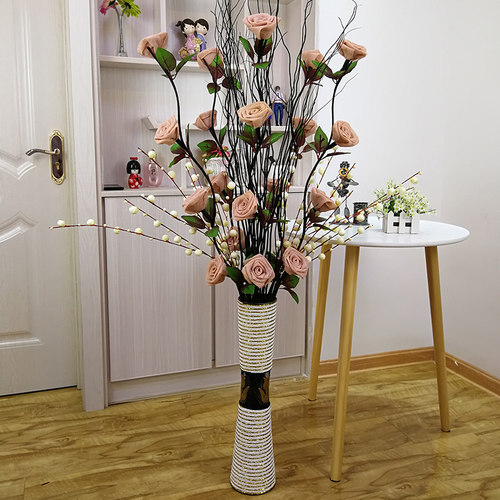 叶脉干花花束假花客厅落地摆件室内玄关大装饰花摆设永生之满
