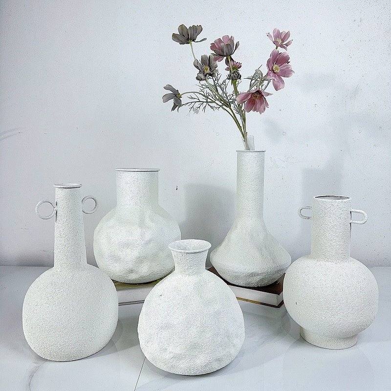 日式杂货花瓶高级感复古手工仿粗陶铁花盆民宿软装桌面插花器摆件