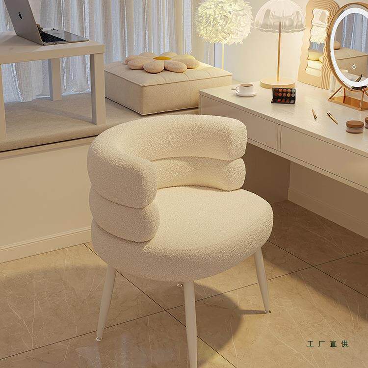 化妆椅家用梳妆台凳子靠背女生卧室椅子轻奢高级美甲店顾客专用椅