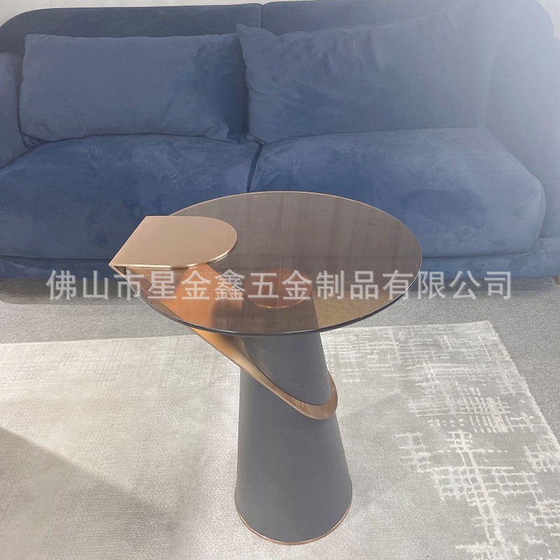 轻奢边几角几后现代简约客厅意式设计师小户型沙发北欧小圆桌圆形