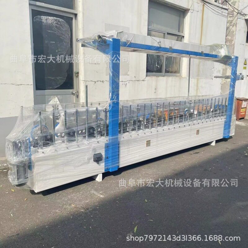 宏大全自动木皮冷热胶包覆机 多功能集成墙板密度板包覆机