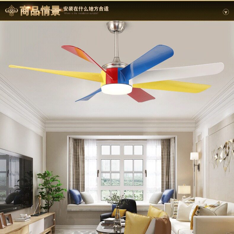 大风扇灯简约北欧铝叶吊扇灯商用餐厅客厅大尺寸别墅木纹出口