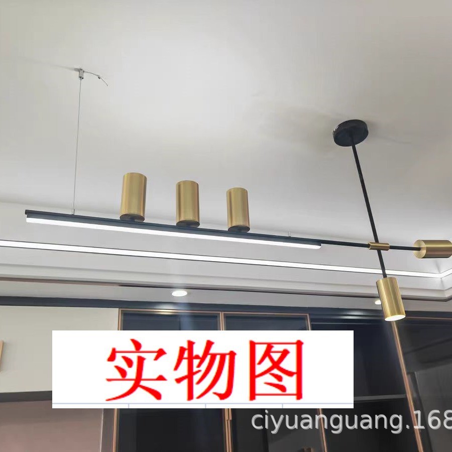 金色射灯轨道吊灯店铺商用北欧长条餐厅灯具5头led长杆服装店射灯