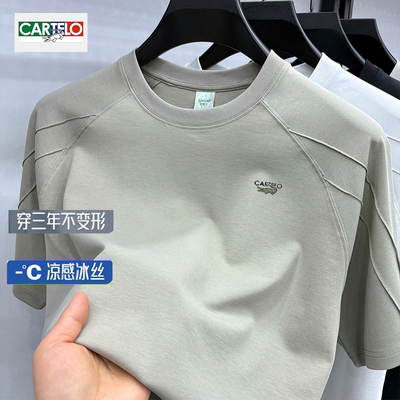 鳄鱼新款短袖凉感圆领微阔T恤