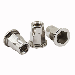 304不锈钢平头内外六角拉铆螺母国标小沉头铆螺帽M4M5M6M8M10 包邮