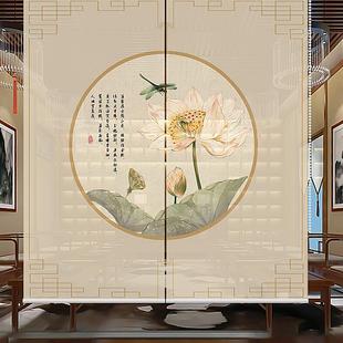免打孔新中式 办公室遮光帘电动升降卷帘拉帘遮阳窗帘卷拉式 屏风帘
