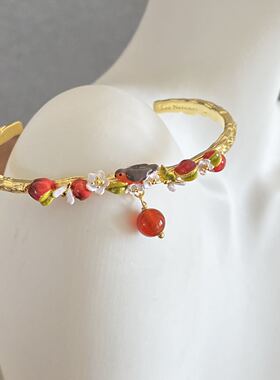 法国手工珐琅 果色物语系列 知更鸟 渐变红苹果  手镯
